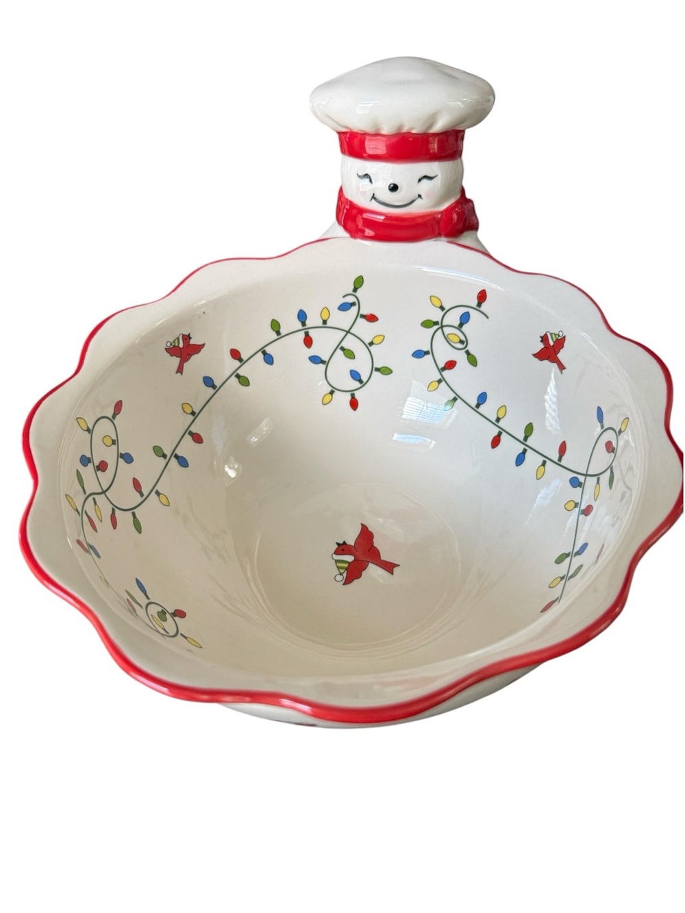 Temp-tations by Tara Special Edition Christmas Snowman Chef 2 Qt Serving Bowl